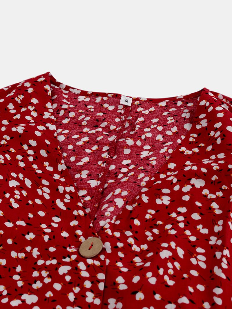 Bohemian Polka Dot Med Tryk Floral V-hals Casual Tassel Bluse