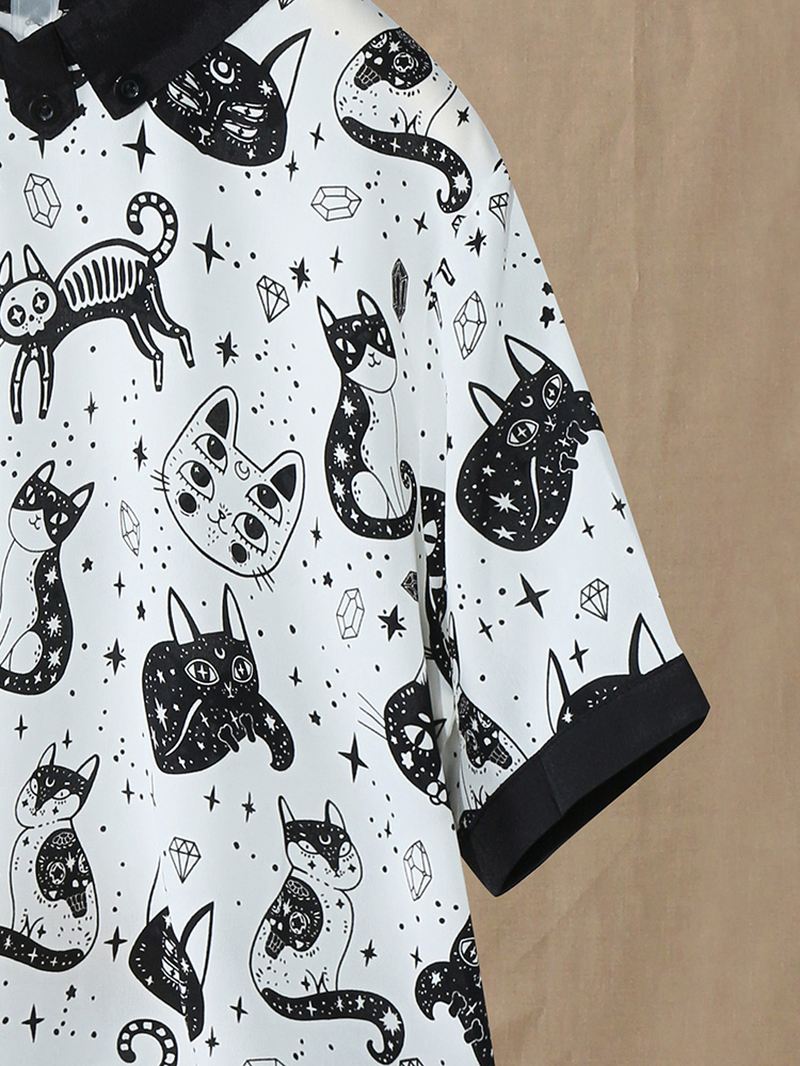 Cold Shoulder Kat Med Tryk Bluse