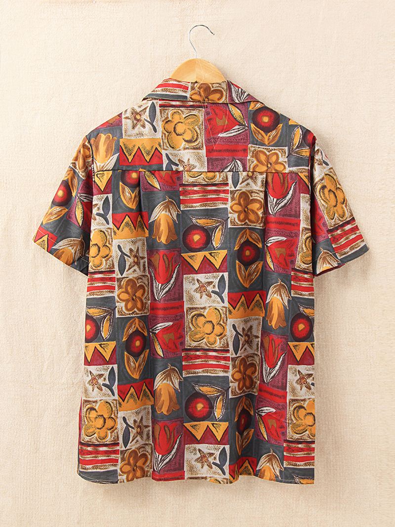 Kvinder Vintage Blomsterprintede Casual Skjorter Med Reverskrave