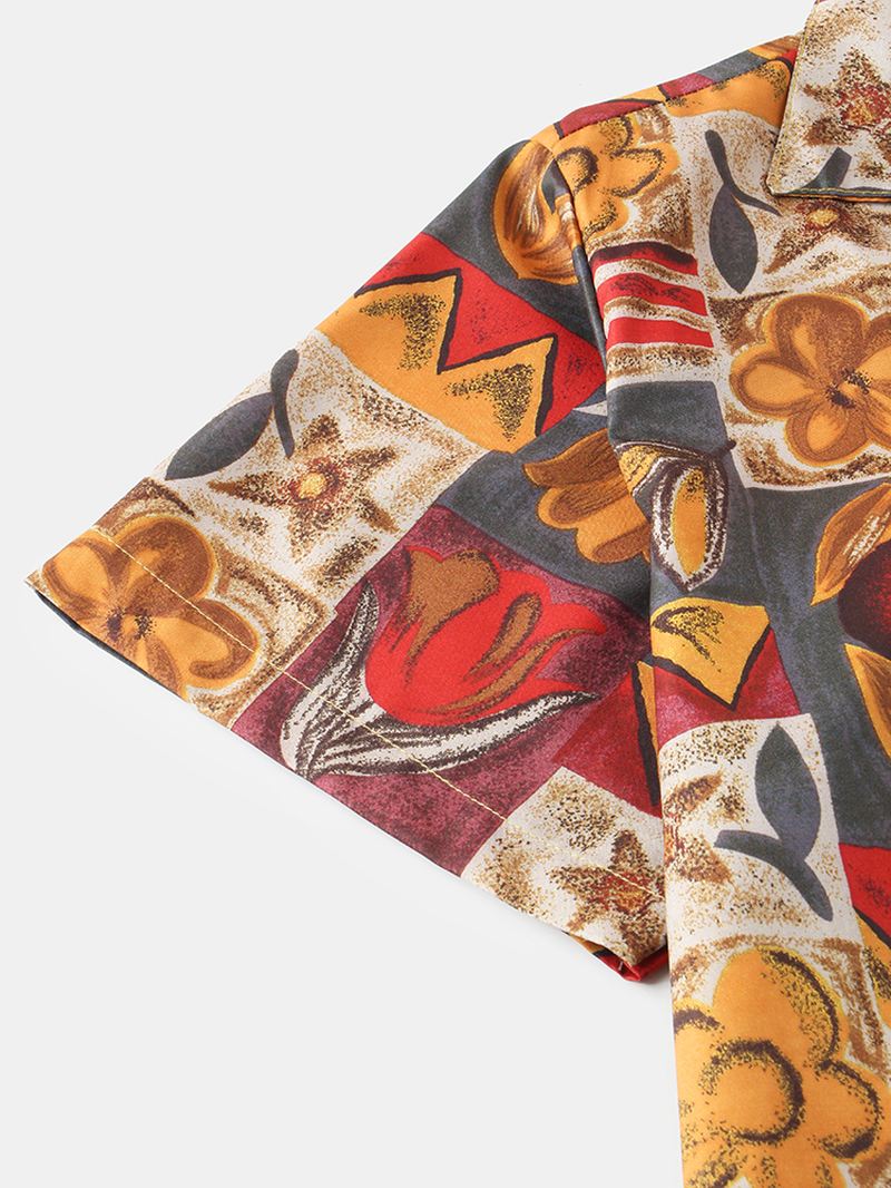 Kvinder Vintage Blomsterprintede Casual Skjorter Med Reverskrave