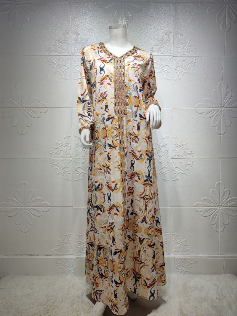 Arabisk Robe Abaya Muslim Kvinder Kjole