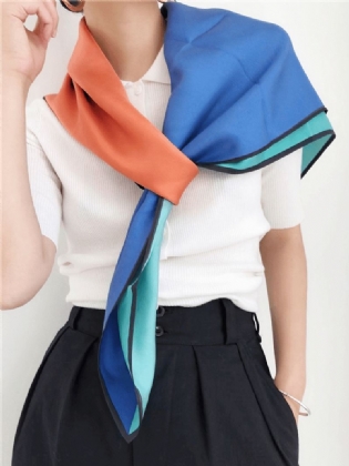 Fransk Enkelt Geometrisk Silketørklæde Twill Satin Solcreme Sjal