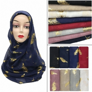 Guldbladprint Alsidigt Tørklæde Turban Sjal Til Kvinder