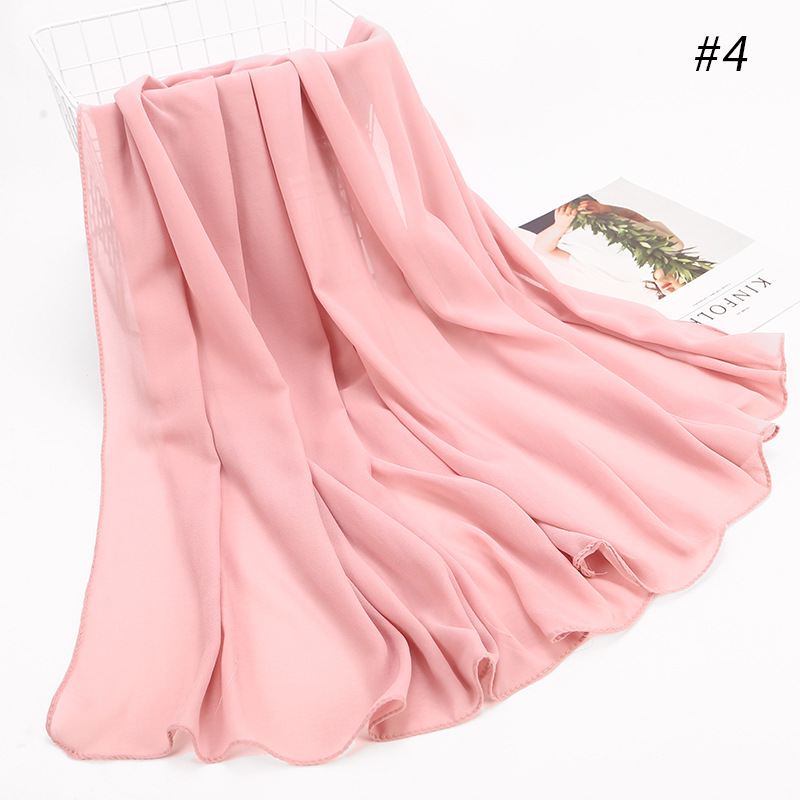 Hijab-tørklæde Til Kvinder Monokrom Pearl Chiffon-tørklæde