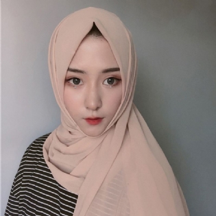 Kvinder Ensfarvet Tørklæde Hijab Chiffon Langt Tørklæde