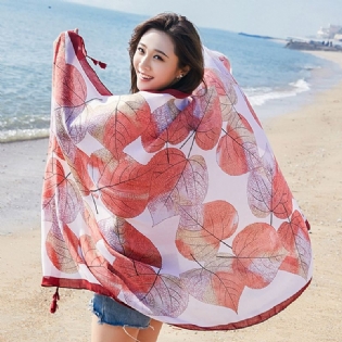 Kvinder Udskrivning Summer Sunshade Strand Tørklæder Sjal