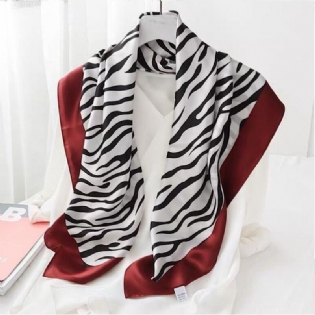 Kvinders Zebra Med Tryk Silke Firkantet Tørklæde Mulberry Silk Crepe Satin Satin Silketørklæde