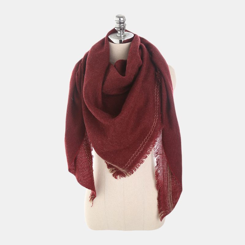 Ny Mode Sæson Ensfarvet Cashmere Trekant Tørklæde Tørklæder Varm Vild