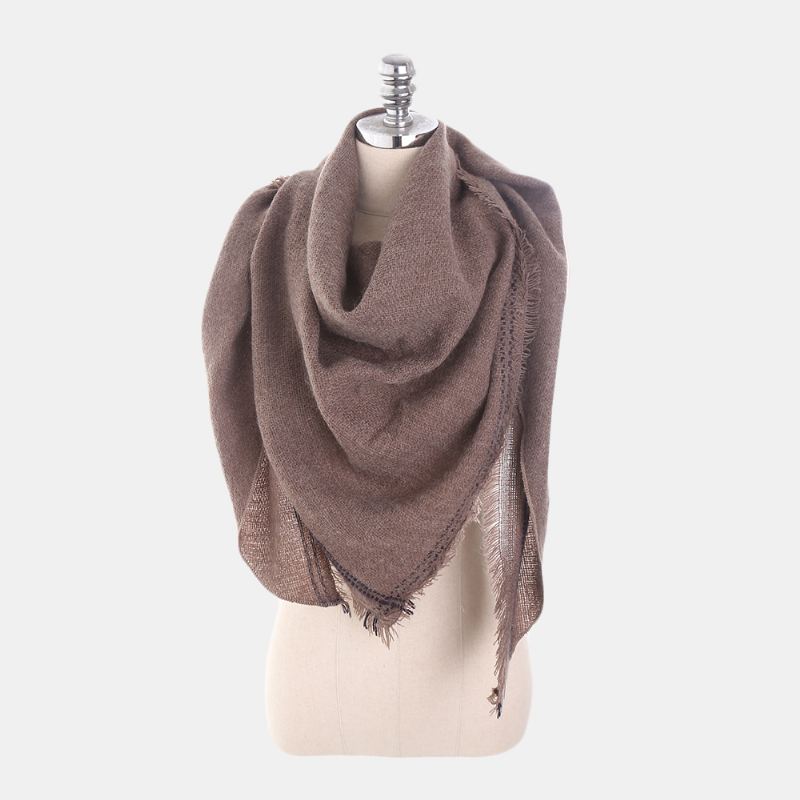 Ny Mode Sæson Ensfarvet Cashmere Trekant Tørklæde Tørklæder Varm Vild