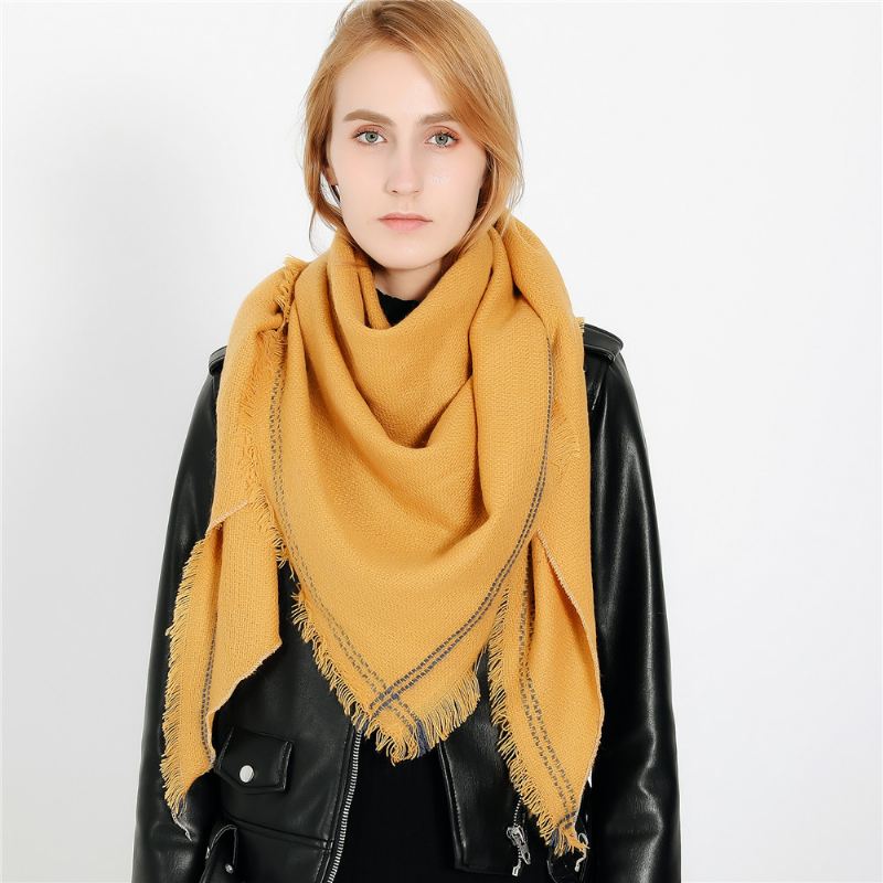 Ny Mode Sæson Ensfarvet Cashmere Trekant Tørklæde Tørklæder Varm Vild
