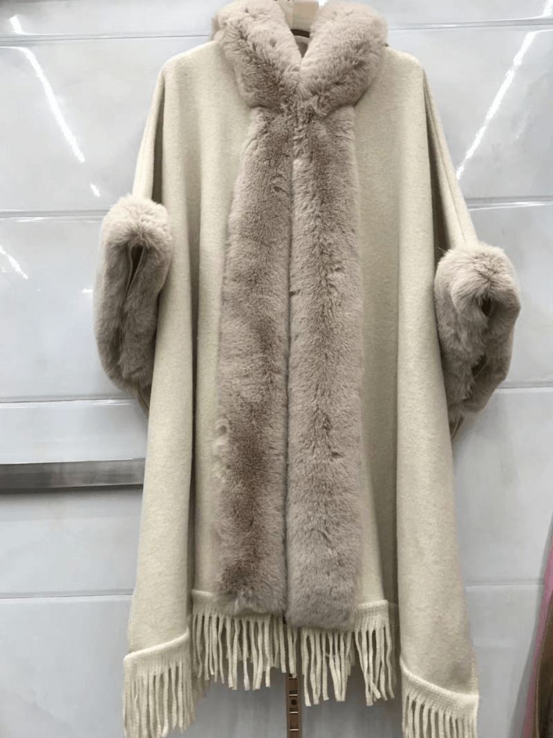 Strikket Cardigan Kappe Sjal