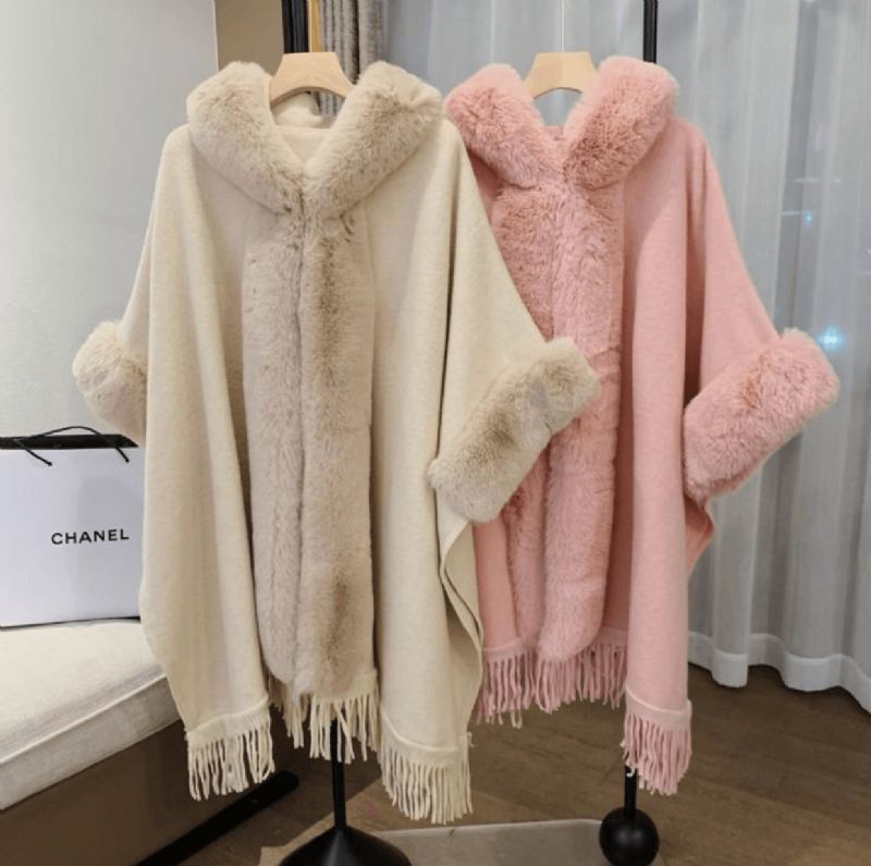 Strikket Cardigan Kappe Sjal