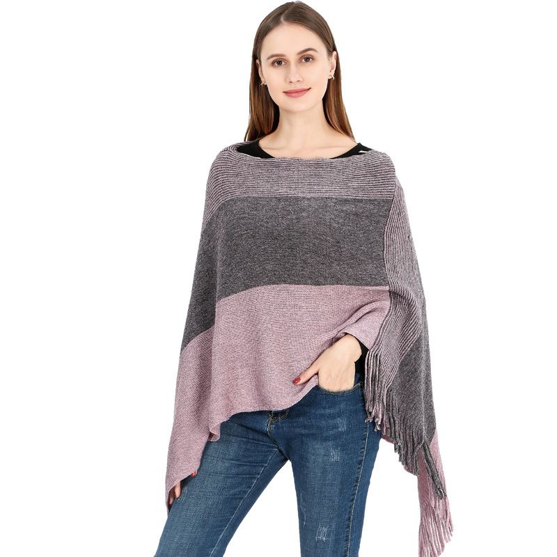 Strikket Sjal Cape Warm Tassel Cloak