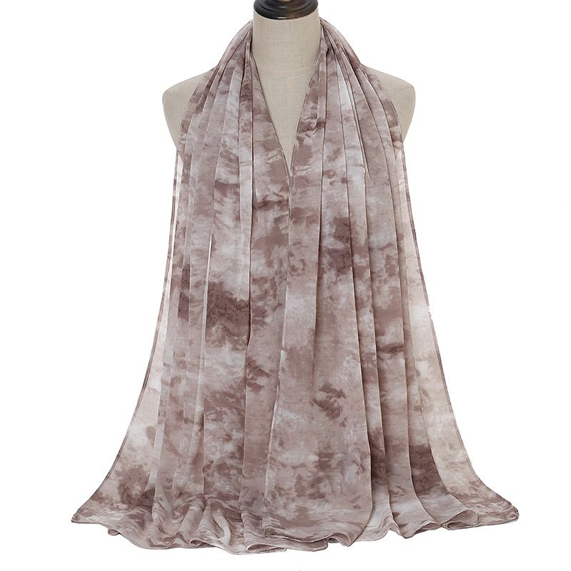 Tie-dye Printet Perle Chiffon Tørklæde Sjal