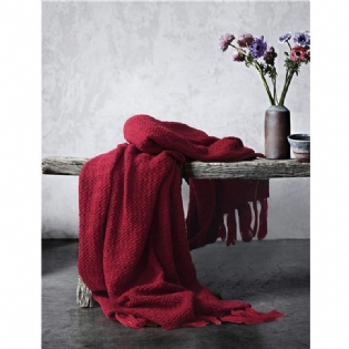 Varme Hyggelige Strikkede Tæpper Rød 130cm X160cm