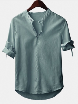 Casual T-shirts I Bomuld Til Mænd Med En Halvåben Stolpe