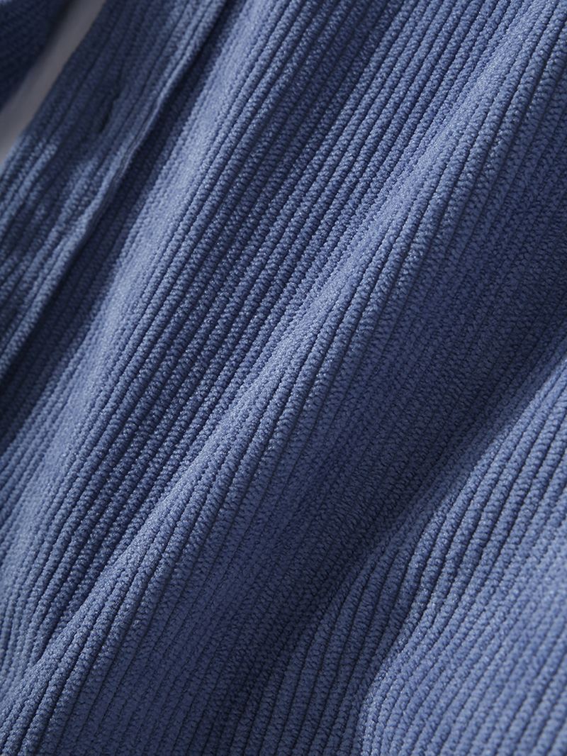 Corduroy Herre Ensfarvet Revers Lange Ærmer Simple Skjorter Med Patchwork Lomme