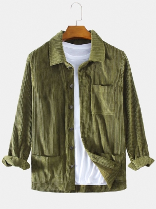 Design Mænd Corduroy Multi Lommer Langærmede Vintage Skjorter Jakke