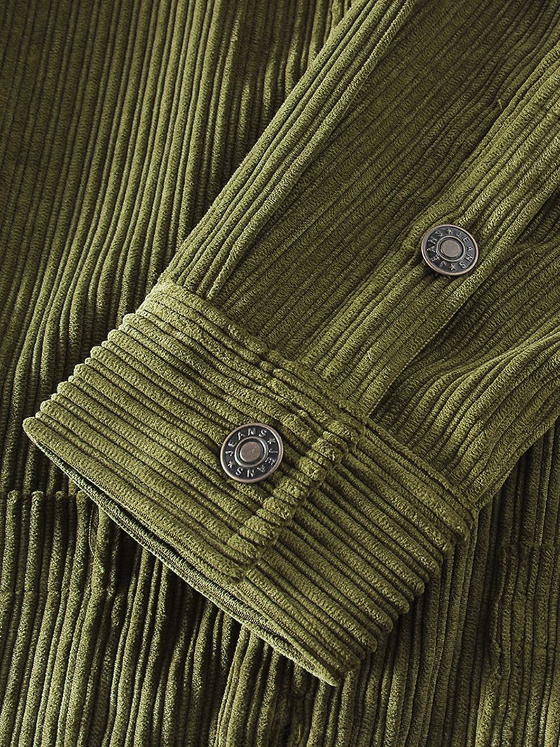Design Mænd Corduroy Multi Lommer Langærmede Vintage Skjorter Jakke