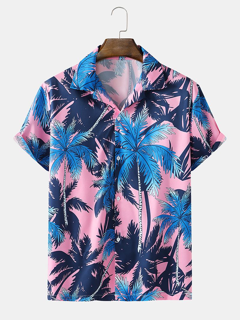 Hawaii-skjorter Med Holiday Coconut Tree Med Tryk Til Mænd