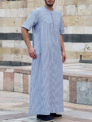 Herre 100% Bomuld Stribet Casual Robe Kaftan
