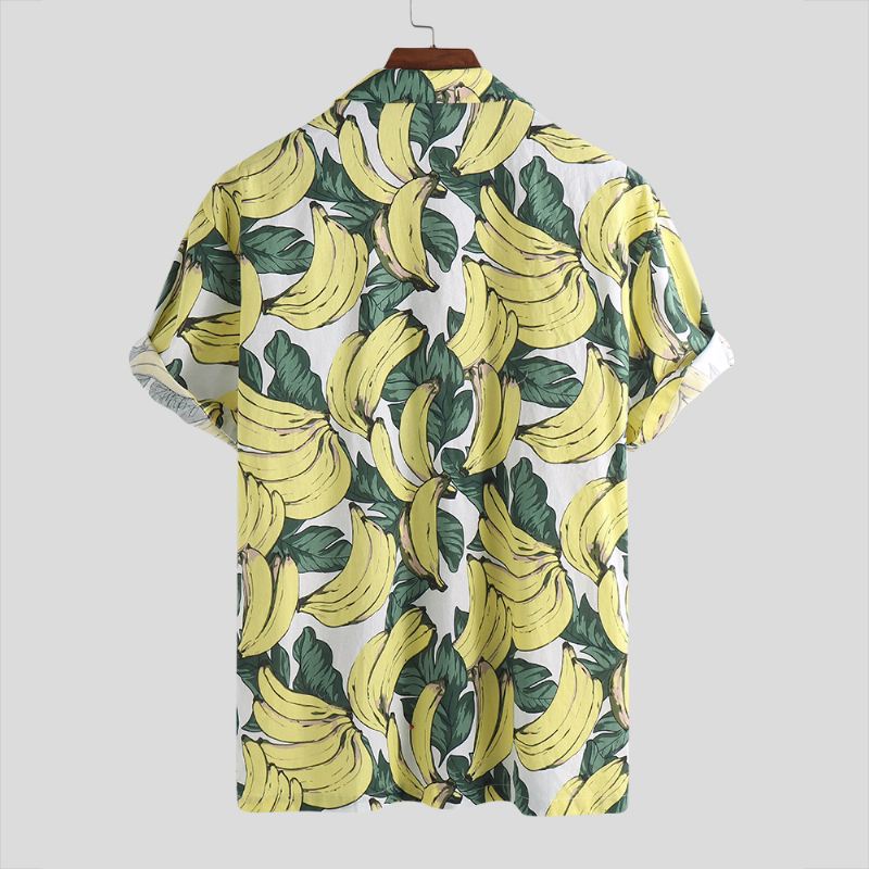 Herre Banan Med Tryk Casual Løse Sommerferie Skjorter
