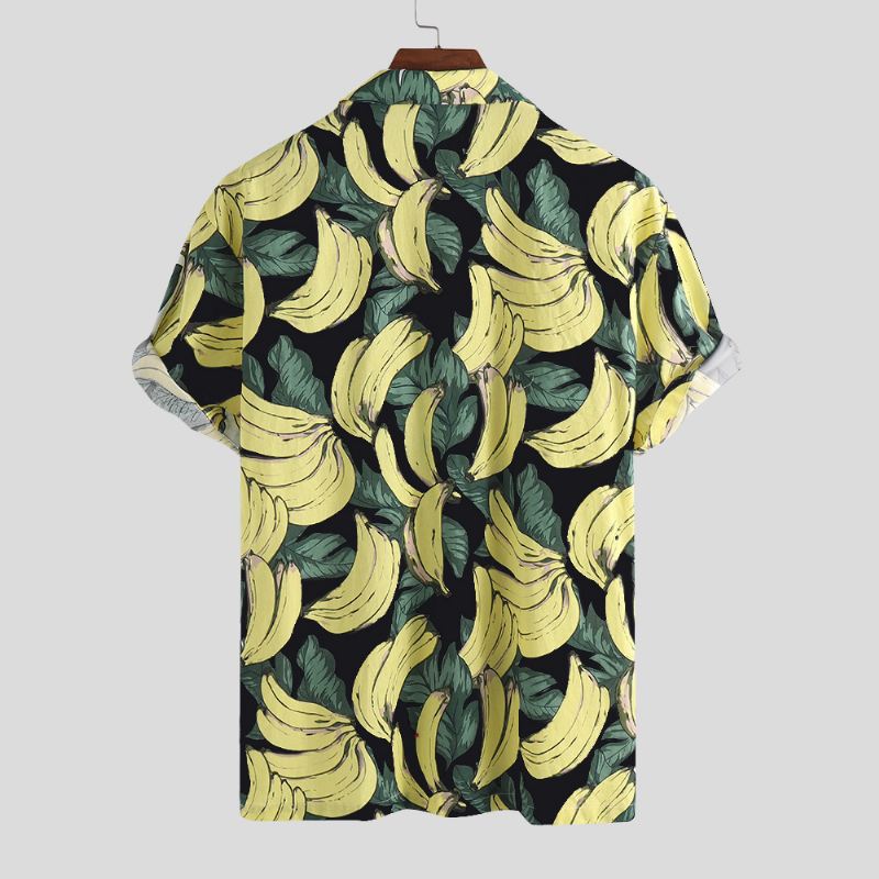 Herre Banan Med Tryk Casual Løse Sommerferie Skjorter