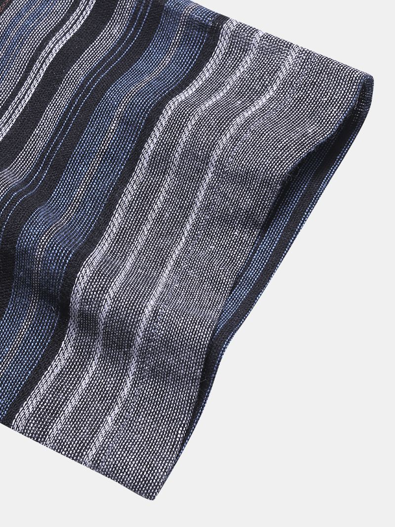 Herre Bomuld Vintage Stripe Kimono Cardiganskjorter Med Dobbelt Lomme