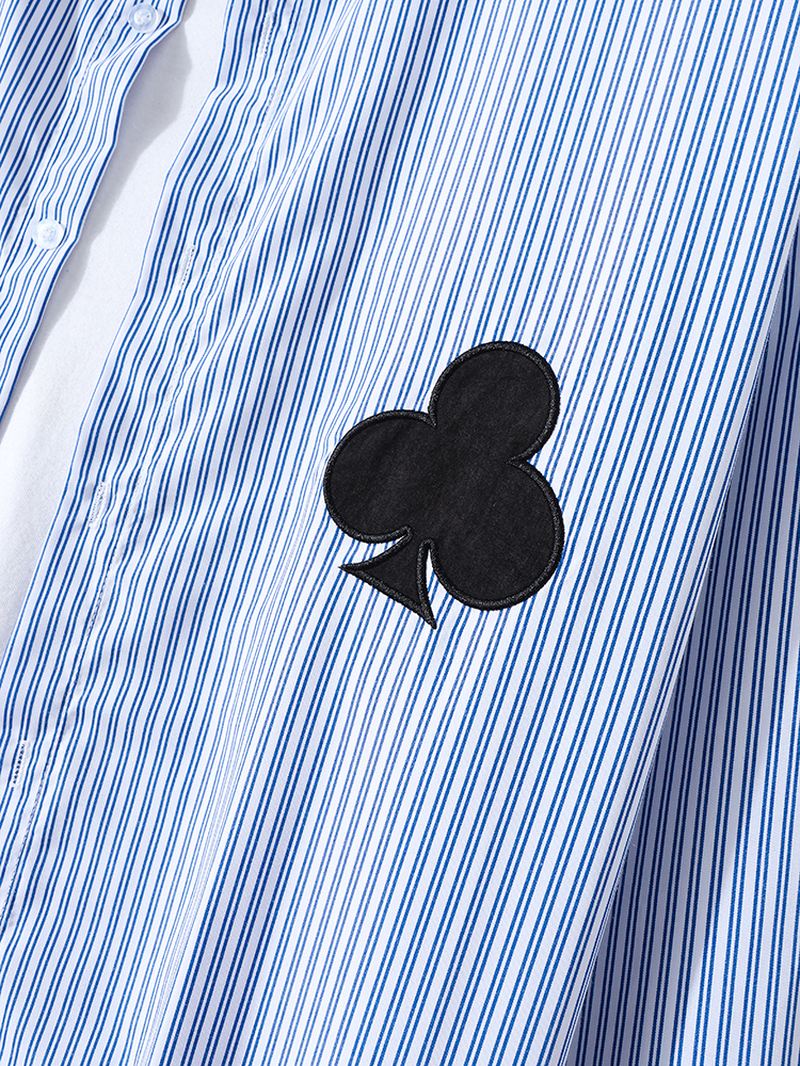 Herre Casual Korean Poker Club Brodery High-low Hem Shirt