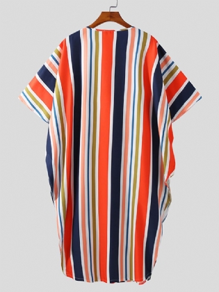 Herre Casual V-hals Stribet Løs Kaftan