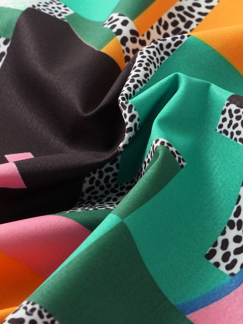 Herre Color Block Contrast Pevere Collar Kortærmet Skjorte