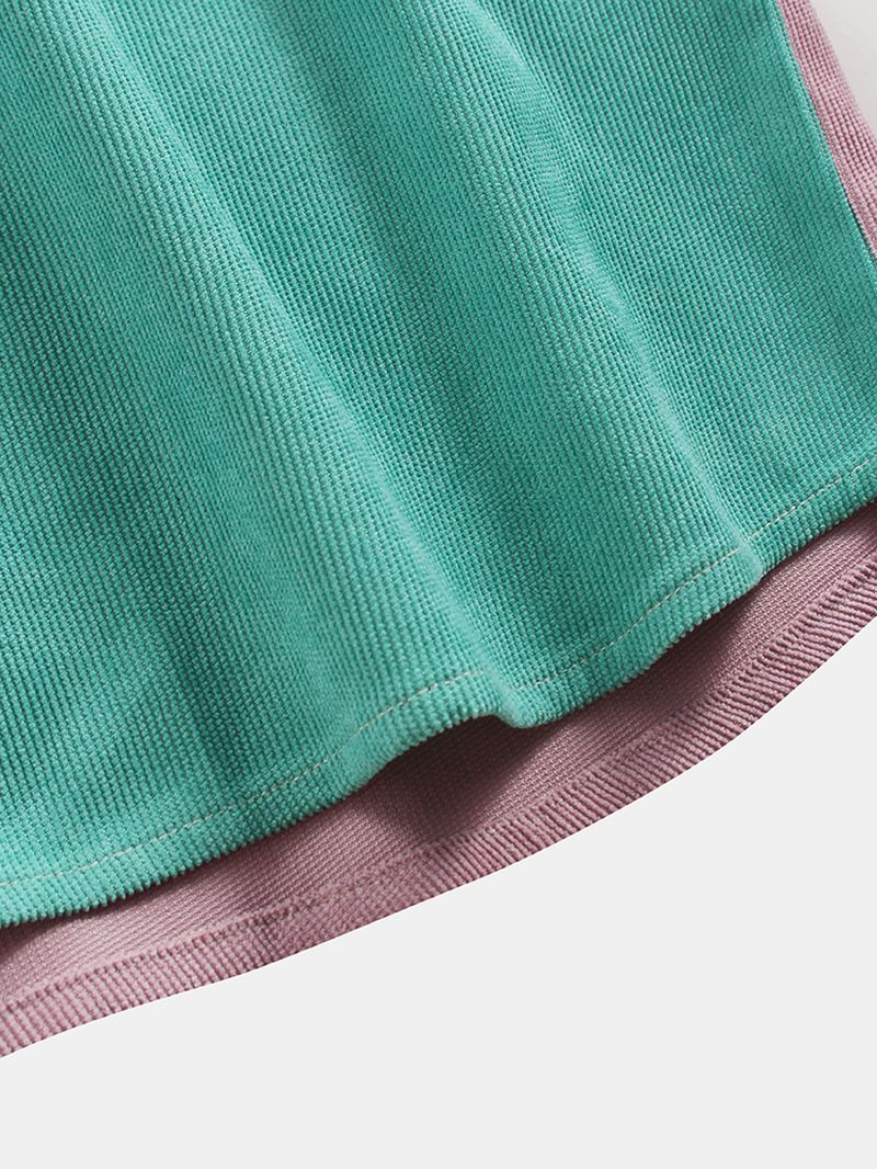 Herre Corduroy Colorblock Patchwork Casual Langærmede Skjorter Med Lomme