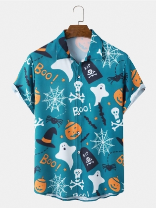 Herre Ghost Pumkpin Skeleton Casual Skjorter