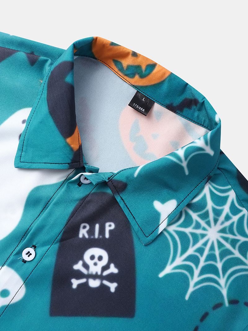 Herre Ghost Pumkpin Skeleton Casual Skjorter