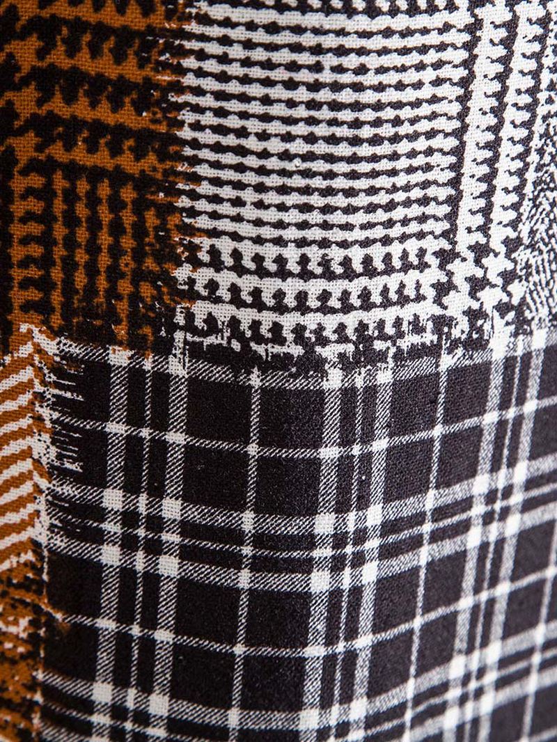 Herre Holiday Plaid & Houndstooth Color Block Patchwork-skjorter