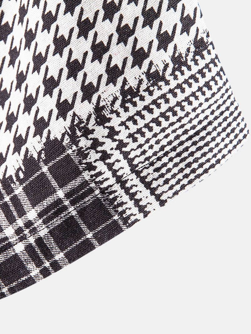 Herre Holiday Plaid & Houndstooth Color Block Patchwork-skjorter