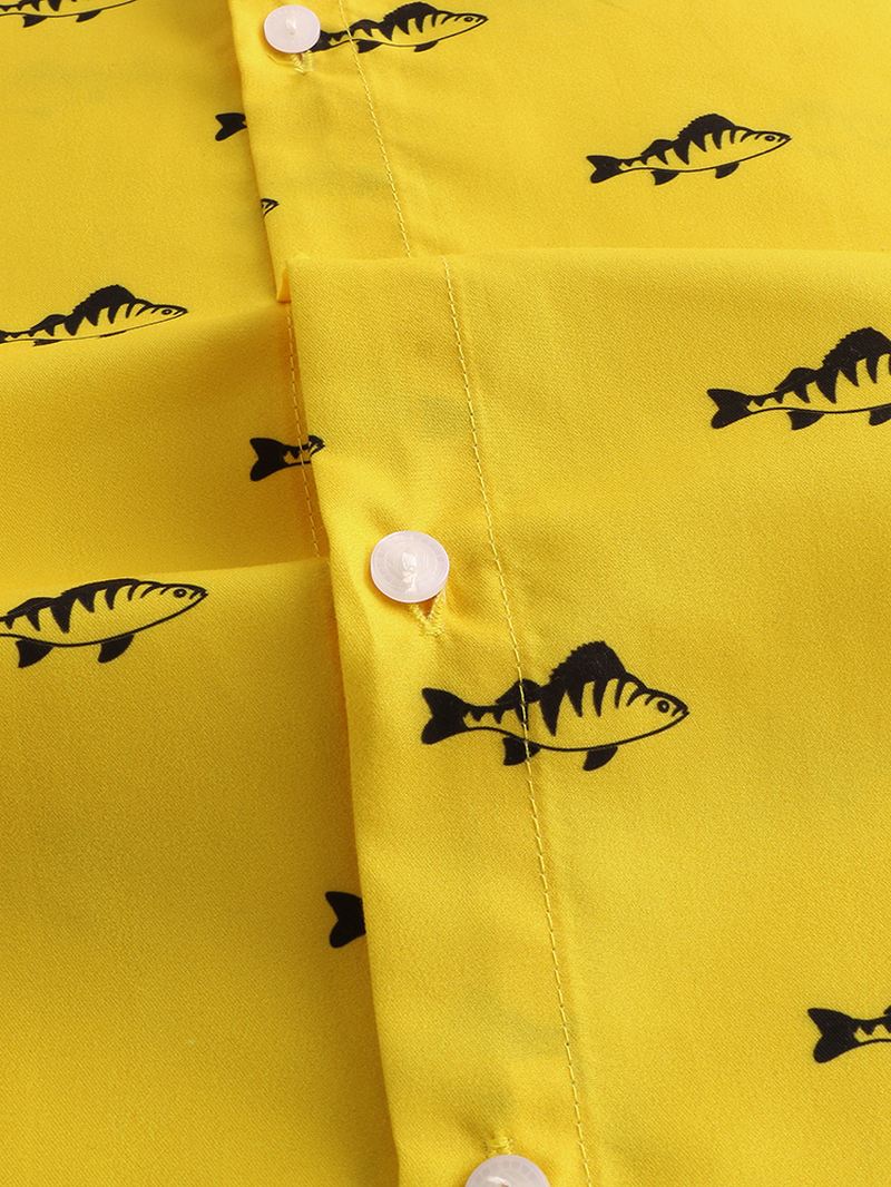Herre New Mode Casual Fish Printede Kortærmede Skjorter