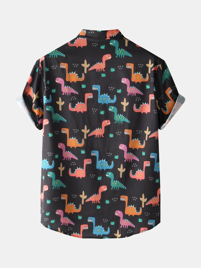 Herre Over Det Hele Tegneserie Dinosaur Med Tryk Kortærmet Snoretræk To Stykke Outfits