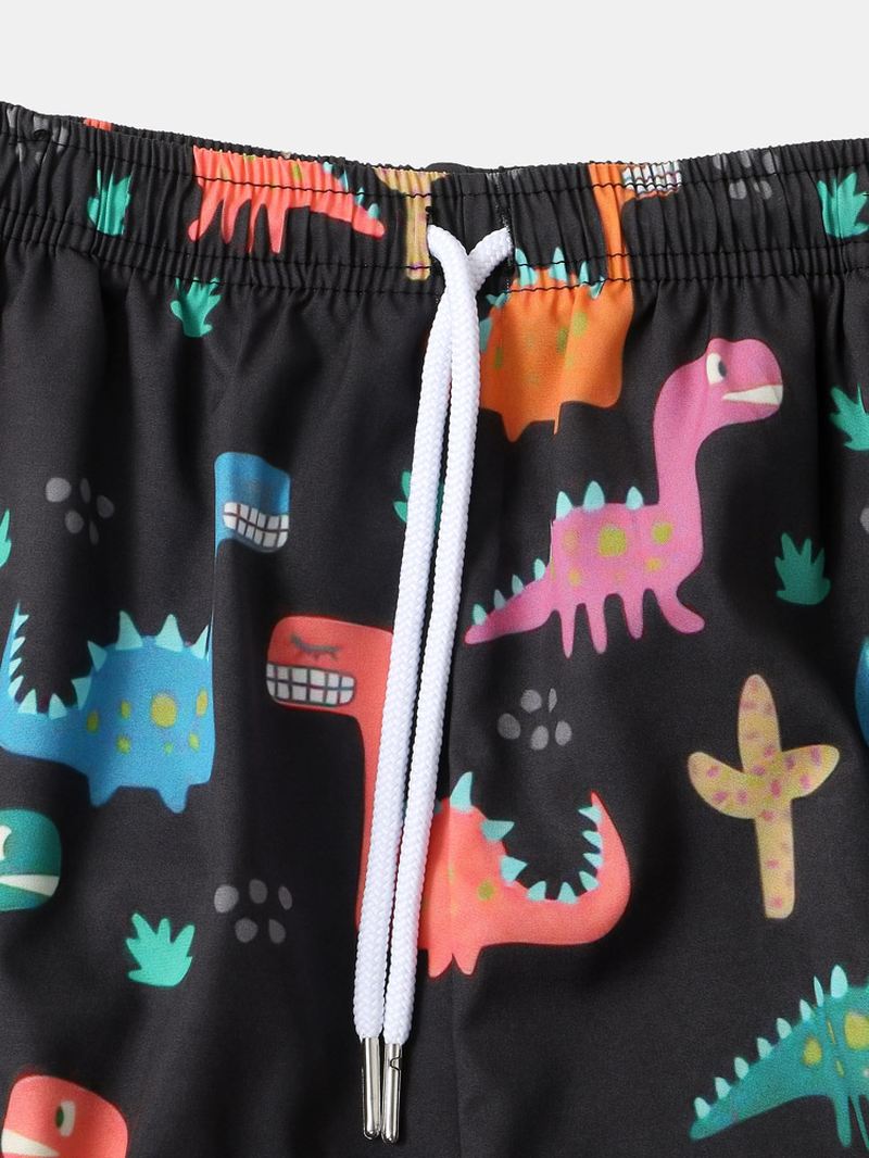 Herre Over Det Hele Tegneserie Dinosaur Med Tryk Kortærmet Snoretræk To Stykke Outfits