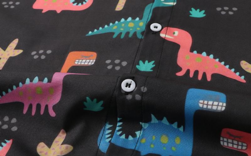 Herre Over Det Hele Tegneserie Dinosaur Med Tryk Kortærmet Snoretræk To Stykke Outfits