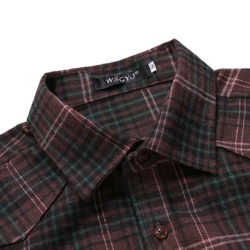 Herre Plaidskjorte Casual Style Plus Størrelse