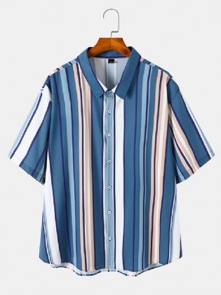 Herre Plus Størrelse Stribede Casual Mode Button Up Skjorter