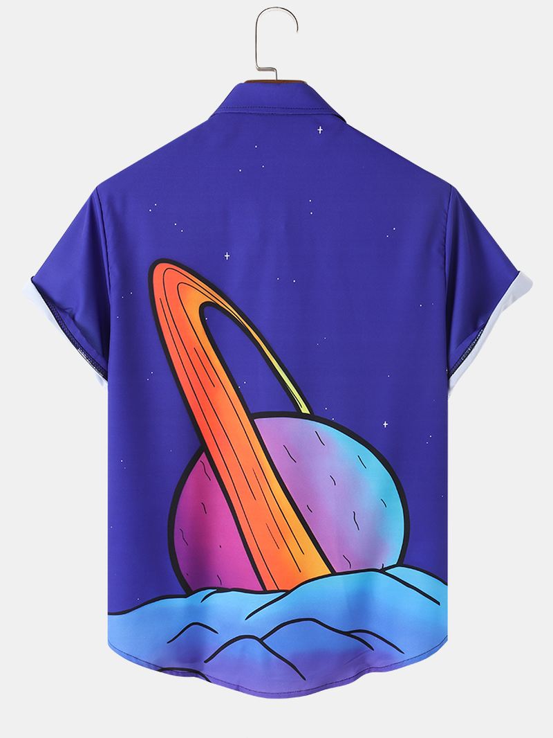 Herre Sjove Space Bull Mønster Casual Skjorter