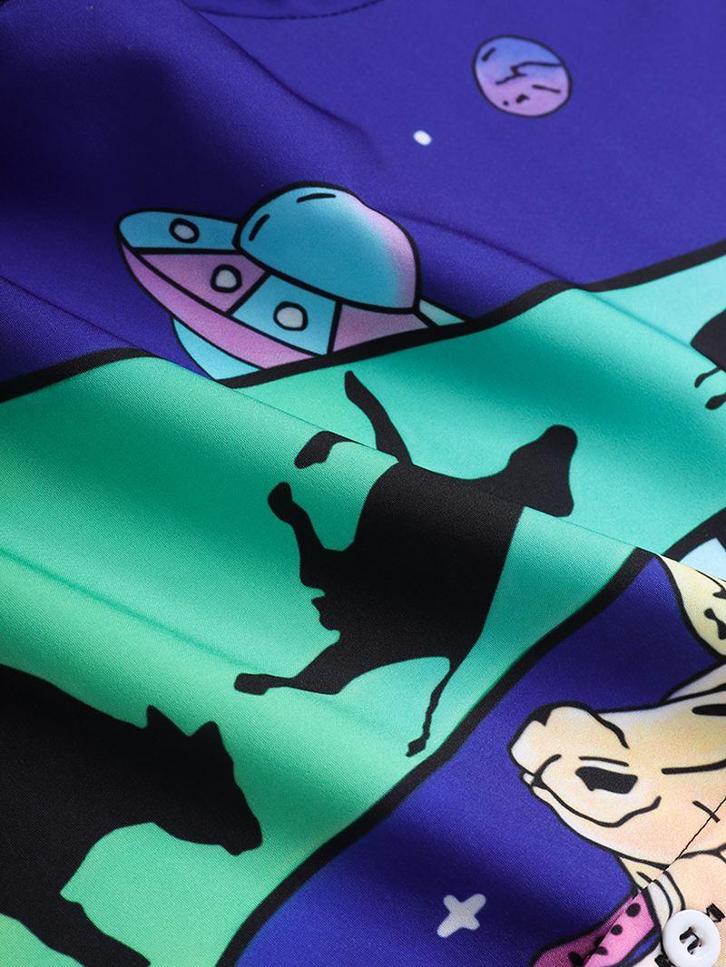 Herre Sjove Space Bull Mønster Casual Skjorter