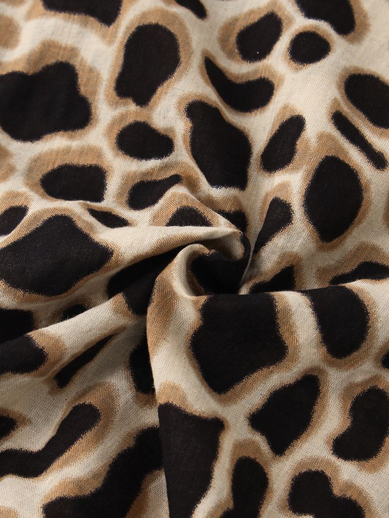 Herre Skjorter Med Korte Ærmer I Leopardtryk Med Henley-krave