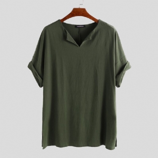 Herre Sommer Casual Løse Ensfarvede T-shirts Toppe