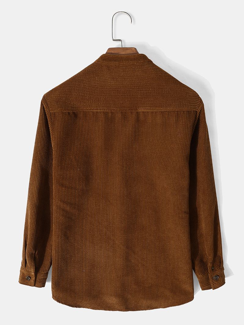 Herre Standkrave Solid Button Down Fløjlsskjorte