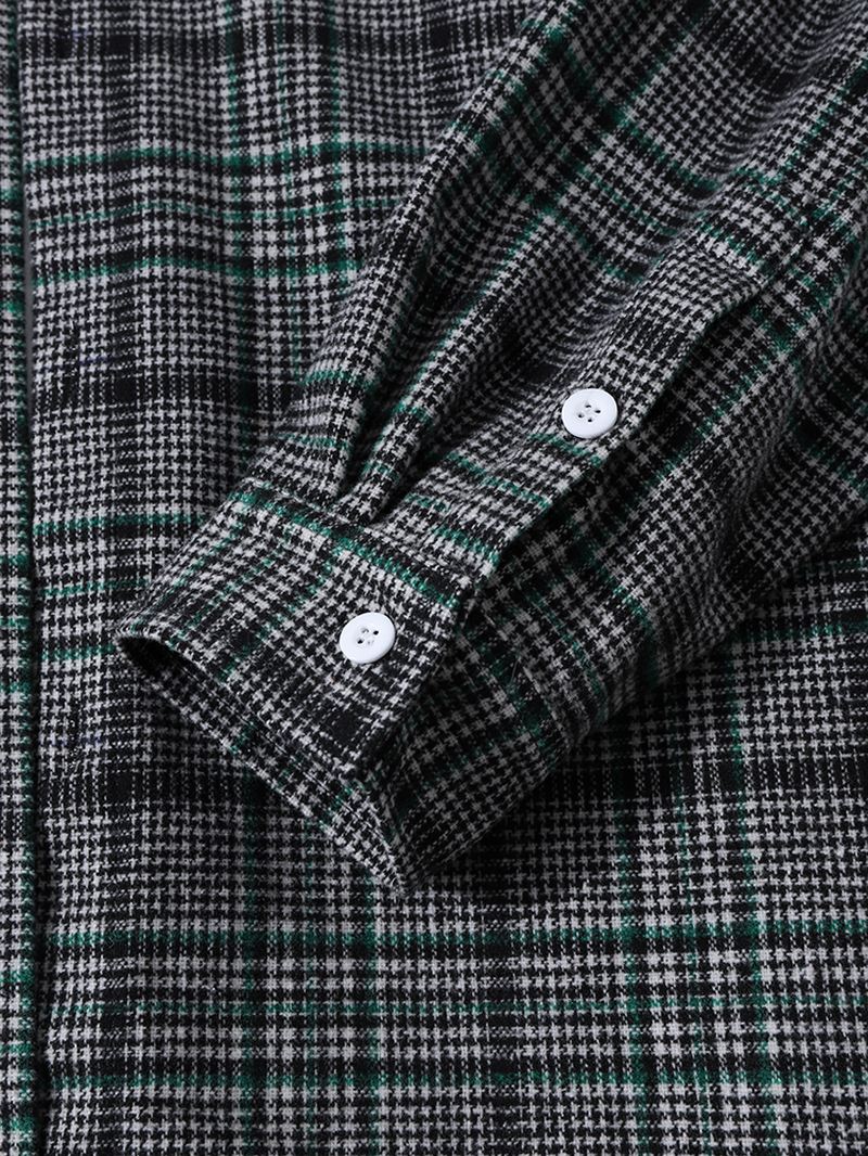 Mænd Casual Plaid Button Up Hættesnor Casual Skjorter