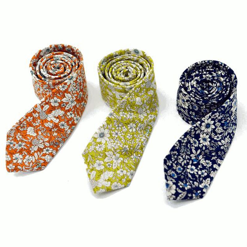 Herre Bryllup Bomuld Udskrivning Blomster Slips Suit Skinny Slips Grooms Necktie Til Mænd
