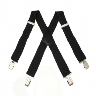 Herre Terylene 4 Clips Højstrækbare Elastiske Sorte Hvide Seler